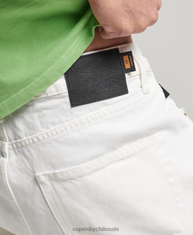 hombres Superdry blanco short recto vintage de algodón orgánico 2R68Z300