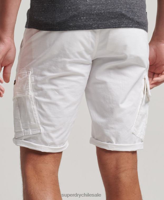 hombres Superdry blanco shorts cargo con núcleo de algodón orgánico 2R68Z279