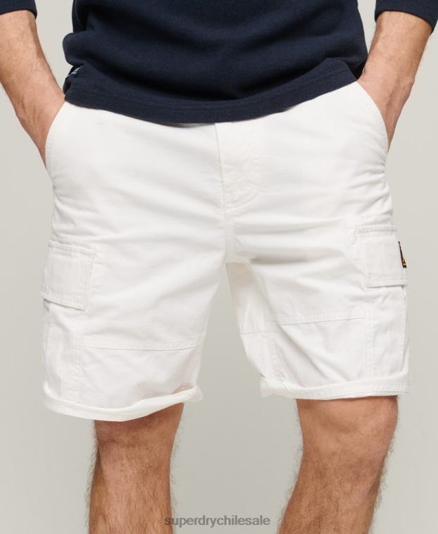 hombres Superdry blanco shorts cargo pesados ​​de algodón orgánico 2R68Z272