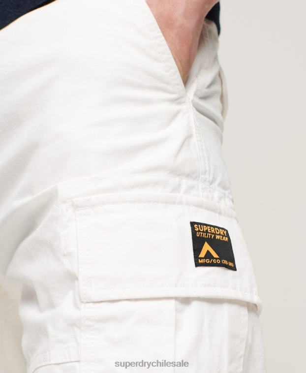 hombres Superdry blanco shorts cargo pesados ​​de algodón orgánico 2R68Z272