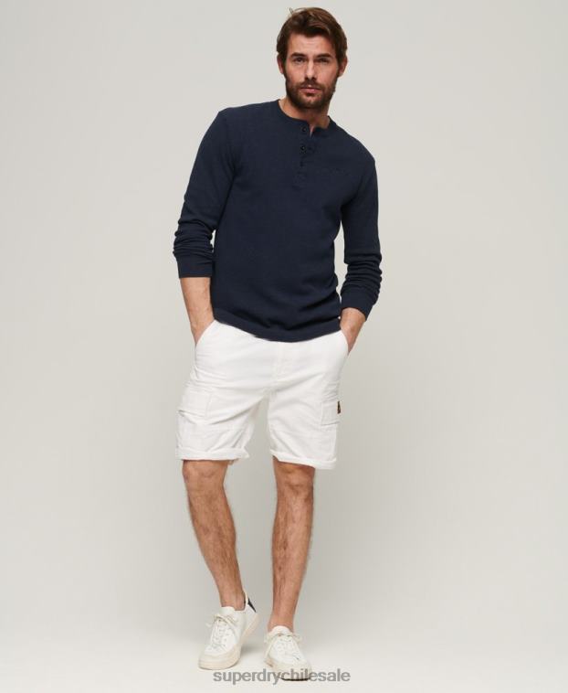 hombres Superdry blanco shorts cargo pesados ​​de algodón orgánico 2R68Z272