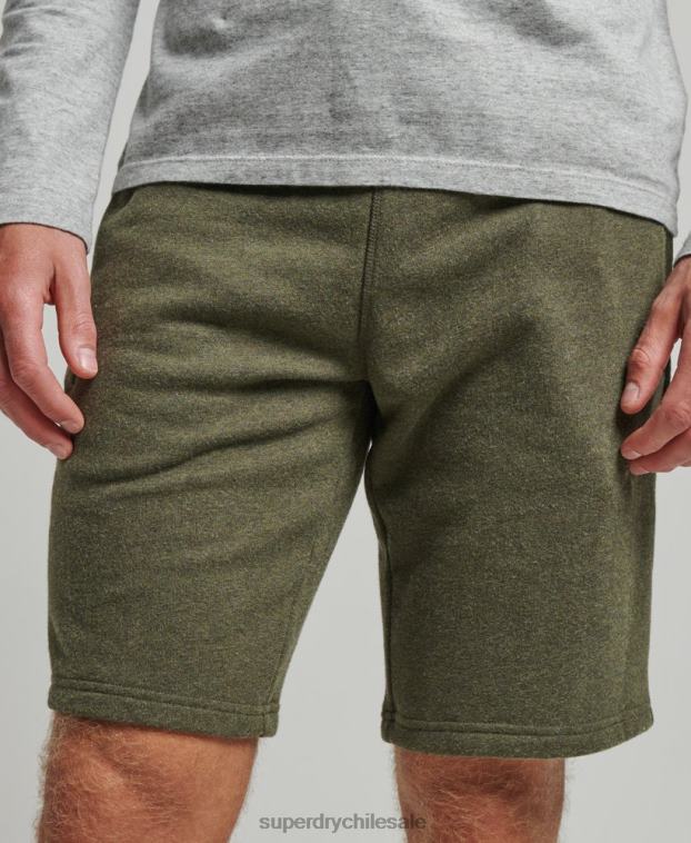 hombres Superdry caqui shorts de punto con logo vintage bordado 2R68Z289