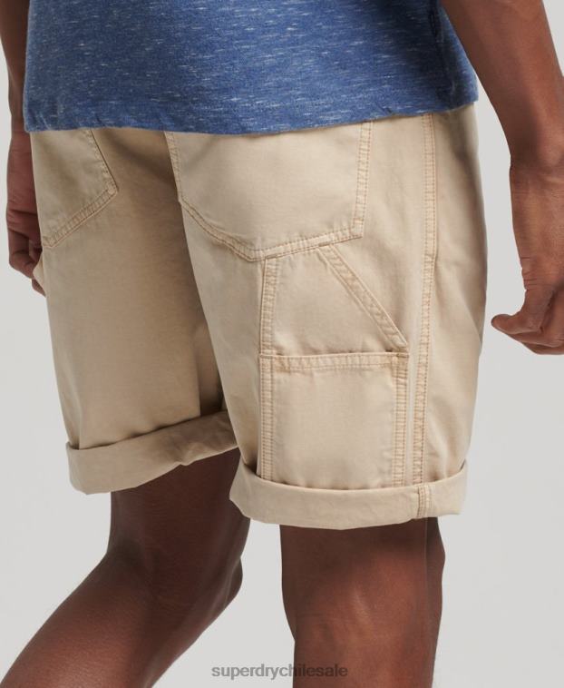 hombres Superdry crema shorts de carpintero vintage de algodón orgánico 2R68Z331