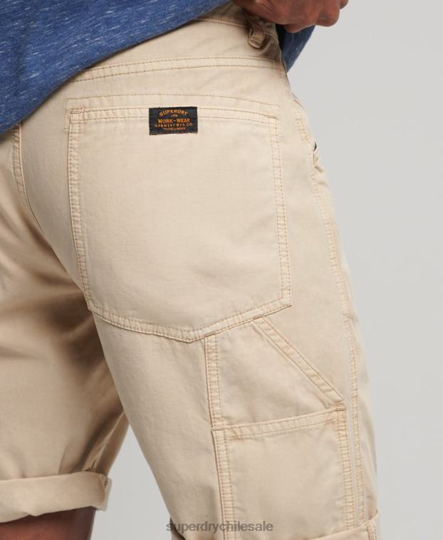 hombres Superdry crema shorts de carpintero vintage de algodón orgánico 2R68Z331
