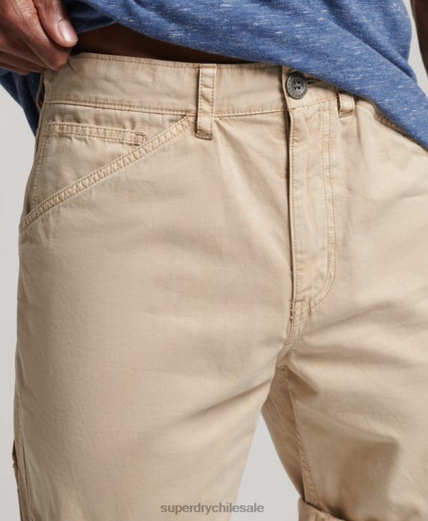 hombres Superdry crema shorts de carpintero vintage de algodón orgánico 2R68Z331