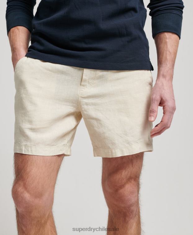 hombres Superdry crema shorts de lino sobreteñidos 2R68Z54