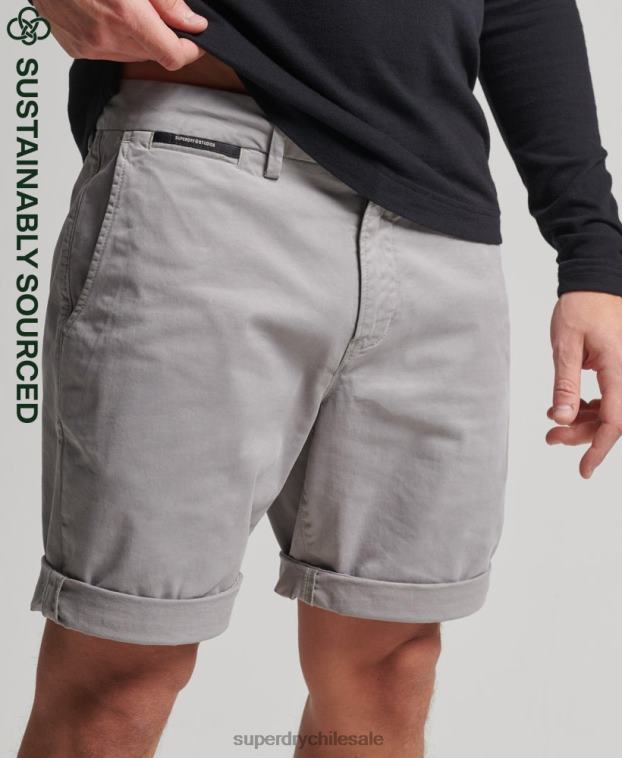 hombres Superdry gris claro shorts chinos de algodón orgánico 2R68Z349
