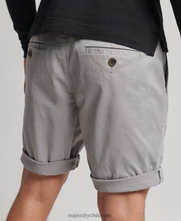 hombres Superdry gris claro shorts chinos de algodón orgánico 2R68Z349