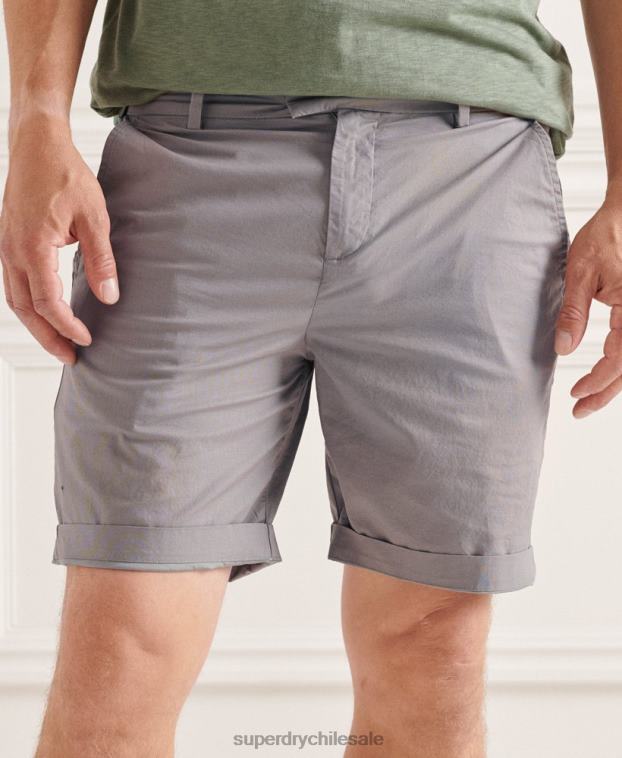 hombres Superdry gris claro shorts chinos pisapapeles 2R68Z6493