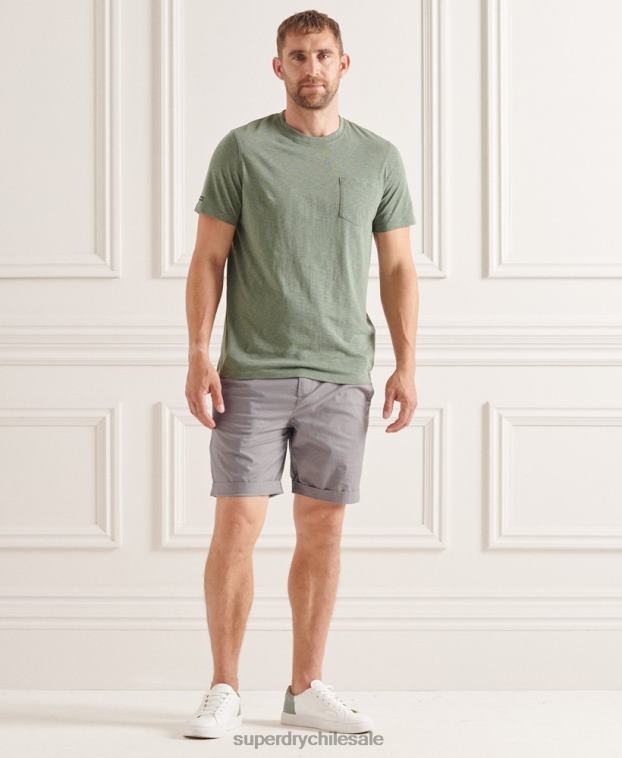 hombres Superdry gris claro shorts chinos pisapapeles 2R68Z6493