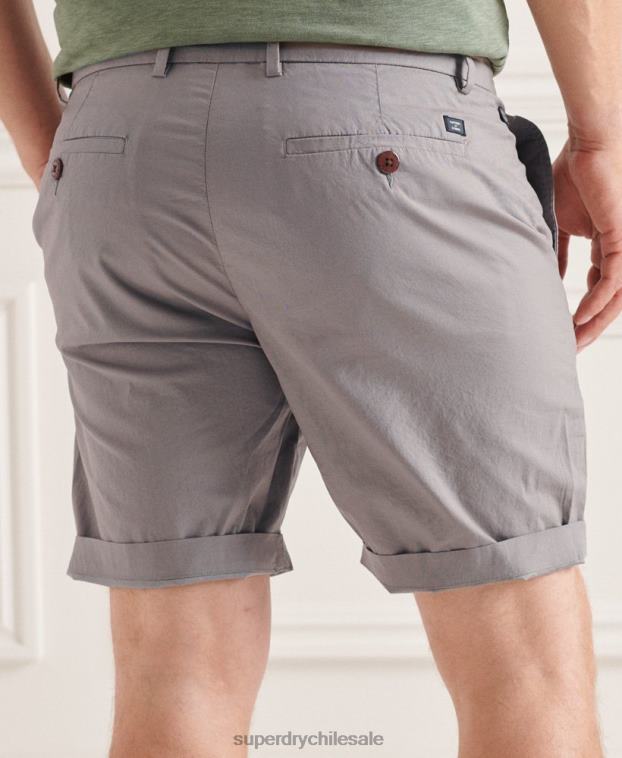 hombres Superdry gris claro shorts chinos pisapapeles 2R68Z6493
