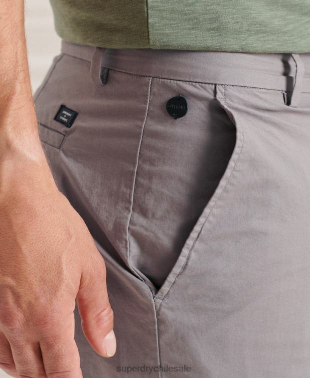 hombres Superdry gris claro shorts chinos pisapapeles 2R68Z6493