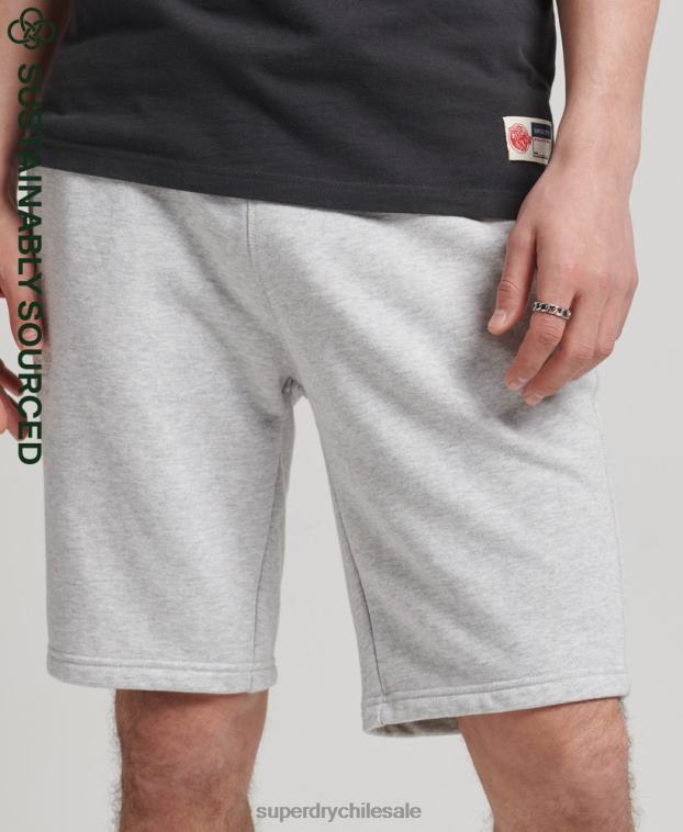 hombres Superdry gris claro shorts de algodón orgánico con logo vintage 2R68Z327