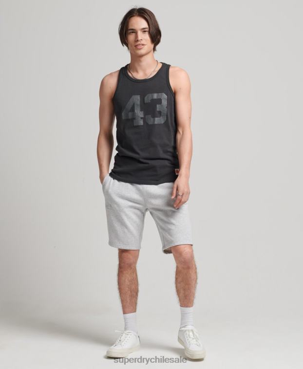 hombres Superdry gris claro shorts de algodón orgánico con logo vintage 2R68Z327