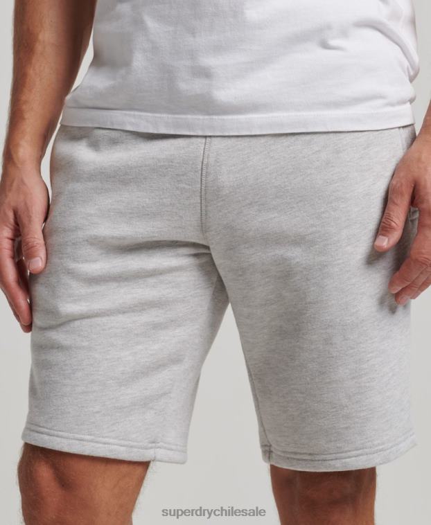 hombres Superdry gris claro shorts de punto con logo vintage bordado 2R68Z294