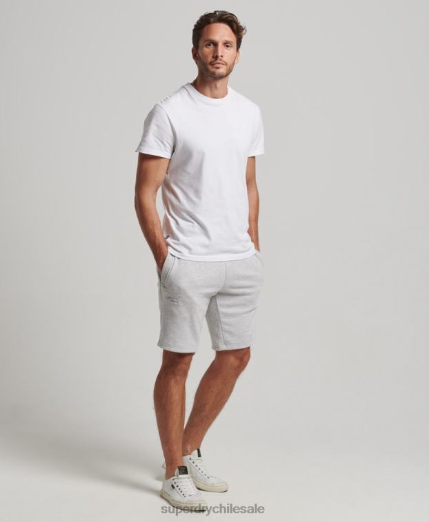 hombres Superdry gris claro shorts de punto con logo vintage bordado 2R68Z294