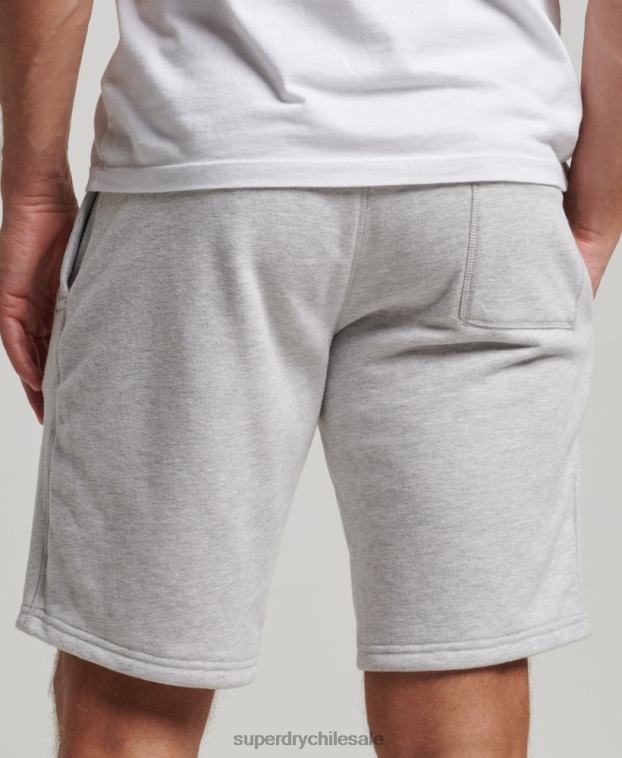 hombres Superdry gris claro shorts de punto con logo vintage bordado 2R68Z294