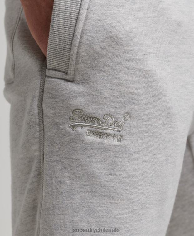 hombres Superdry gris claro shorts de punto con logo vintage bordado 2R68Z294