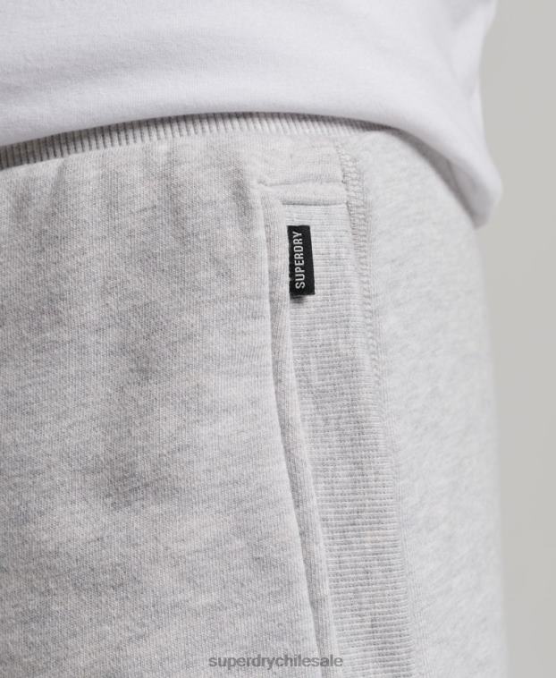 hombres Superdry gris claro shorts de punto con logo vintage bordado 2R68Z294