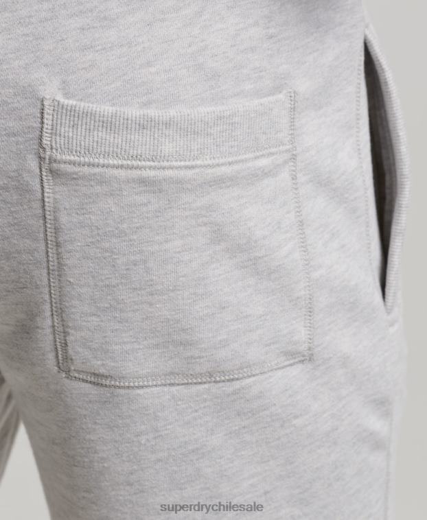 hombres Superdry gris claro shorts de punto con logo vintage bordado 2R68Z294