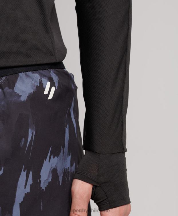 hombres Superdry gris oscuro pantalones cortos de carreras 2R68Z5358