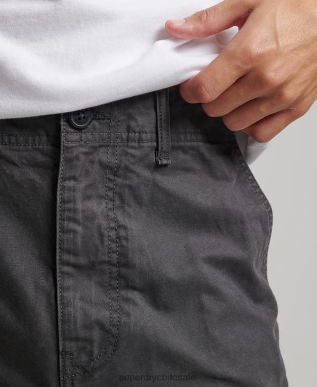 hombres Superdry gris oscuro shorts cargo pesados ​​de algodón orgánico 2R68Z250