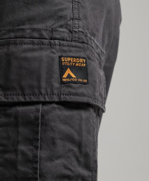 hombres Superdry gris oscuro shorts cargo pesados ​​de algodón orgánico 2R68Z250