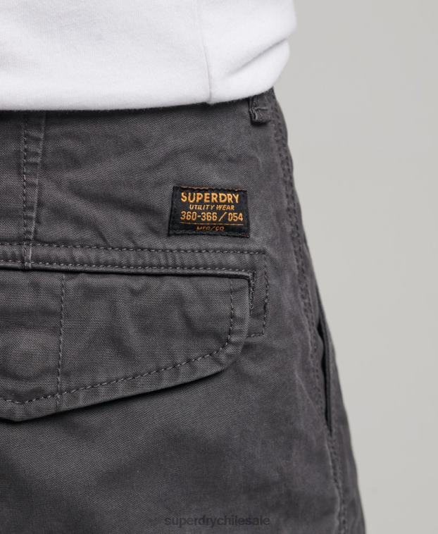 hombres Superdry gris oscuro shorts cargo pesados ​​de algodón orgánico 2R68Z250
