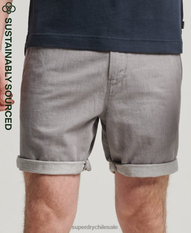 hombres Superdry gris oscuro shorts de algodón orgánico con vuelta de lino studios 2R68Z6450