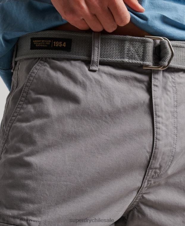 hombres Superdry gris shorts cargo pesados ​​de algodón orgánico 2R68Z256