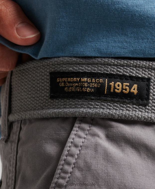 hombres Superdry gris shorts cargo pesados ​​de algodón orgánico 2R68Z256