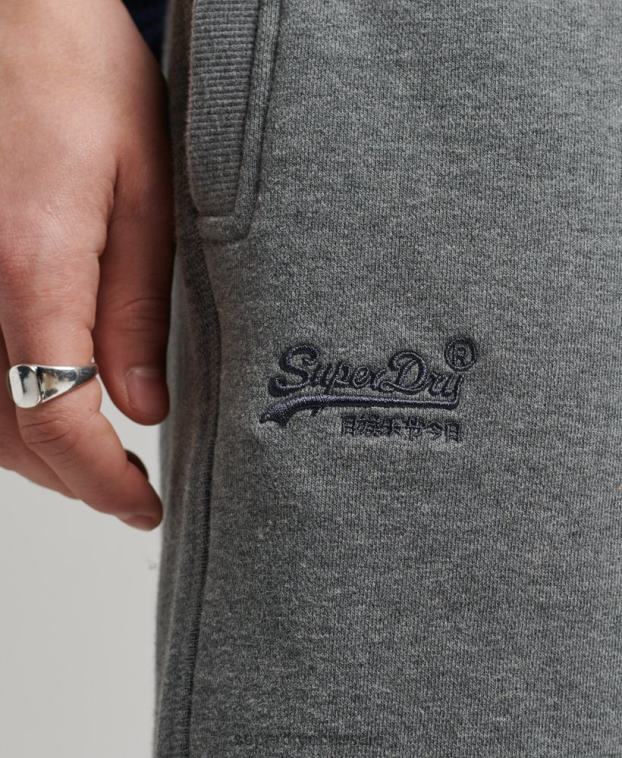 hombres Superdry gris shorts de algodón orgánico con logo vintage 2R68Z330