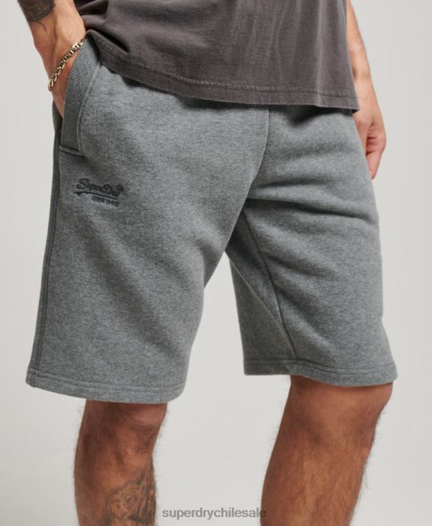 hombres Superdry gris shorts de punto con logo vintage bordado 2R68Z261