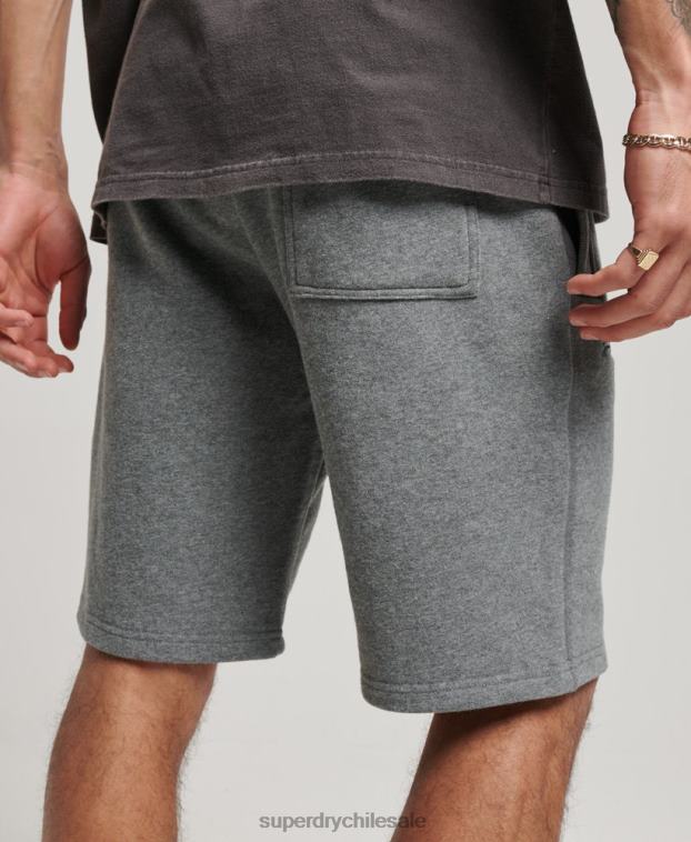 hombres Superdry gris shorts de punto con logo vintage bordado 2R68Z261