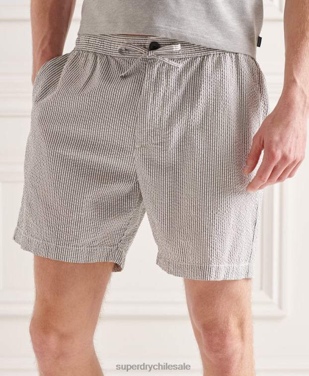 hombres Superdry gris shorts de seersucker con cordones 2R68Z6438