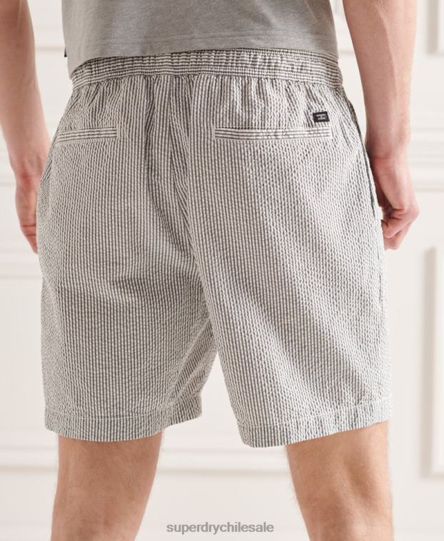 hombres Superdry gris shorts de seersucker con cordones 2R68Z6438