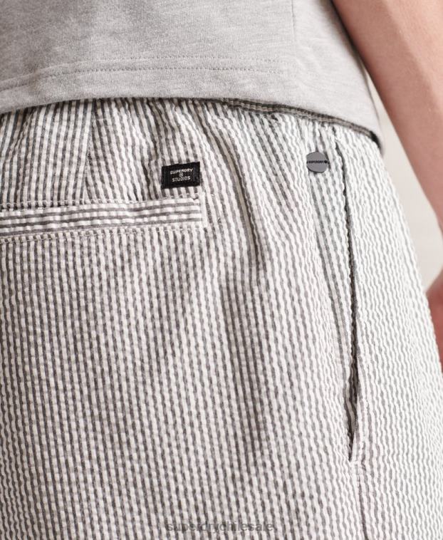 hombres Superdry gris shorts de seersucker con cordones 2R68Z6438