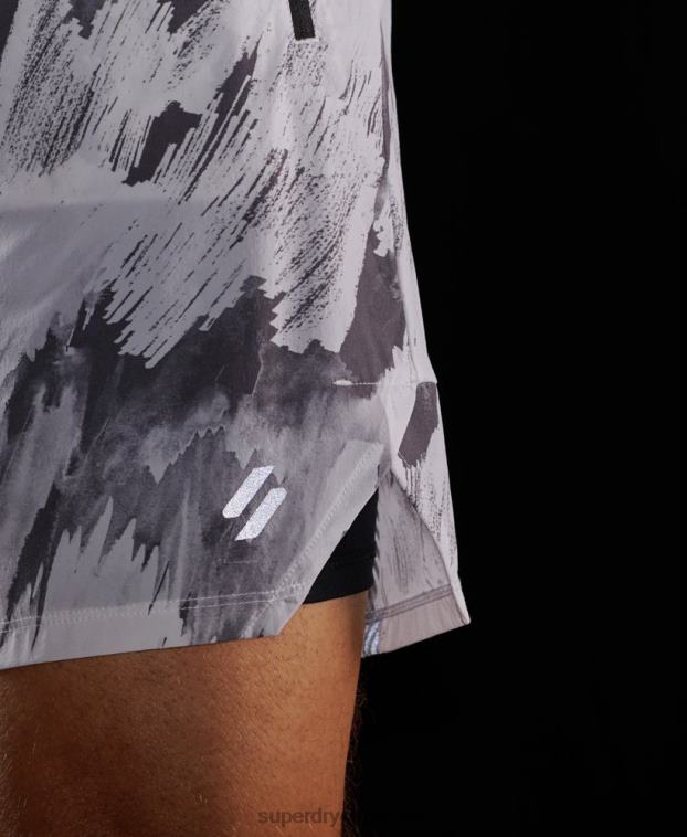 hombres Superdry gris shorts run premium a capas 2R68Z5384