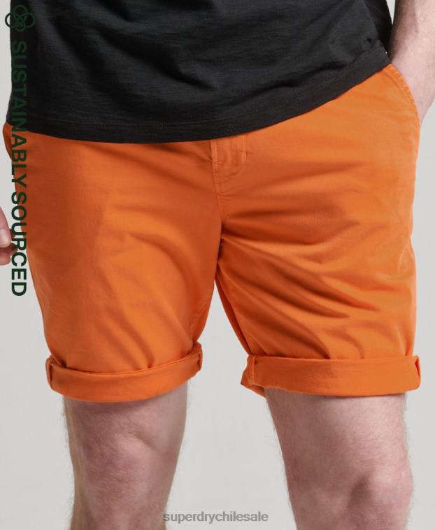 hombres Superdry naranja shorts chinos de algodón orgánico 2R68Z6475