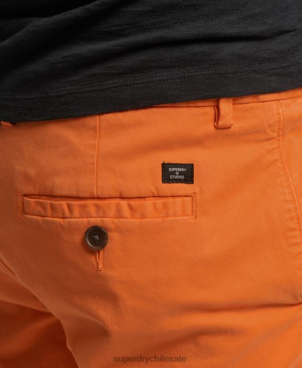 hombres Superdry naranja shorts chinos de algodón orgánico 2R68Z6475