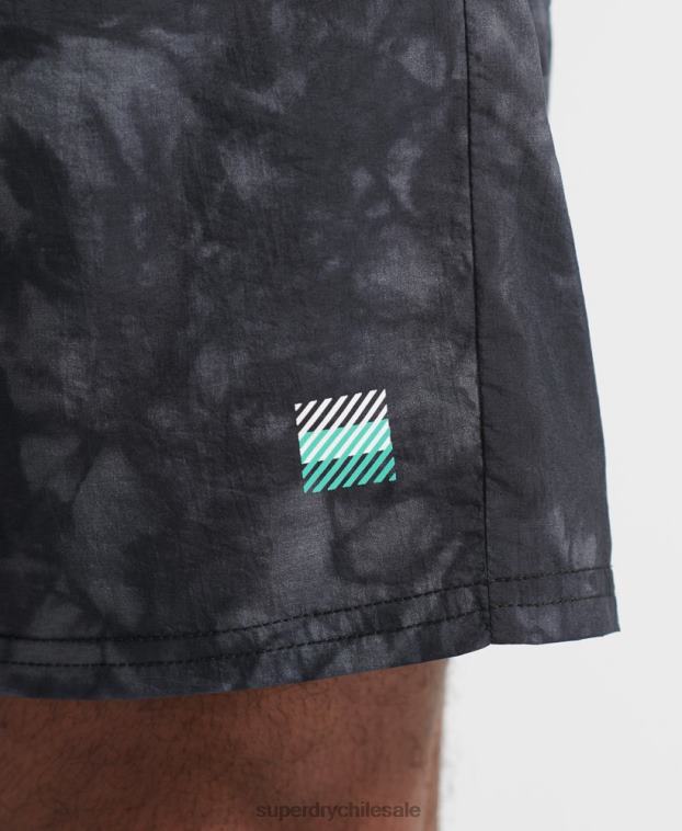 hombres Superdry negro correr pantalones cortos de chándal 2R68Z5372