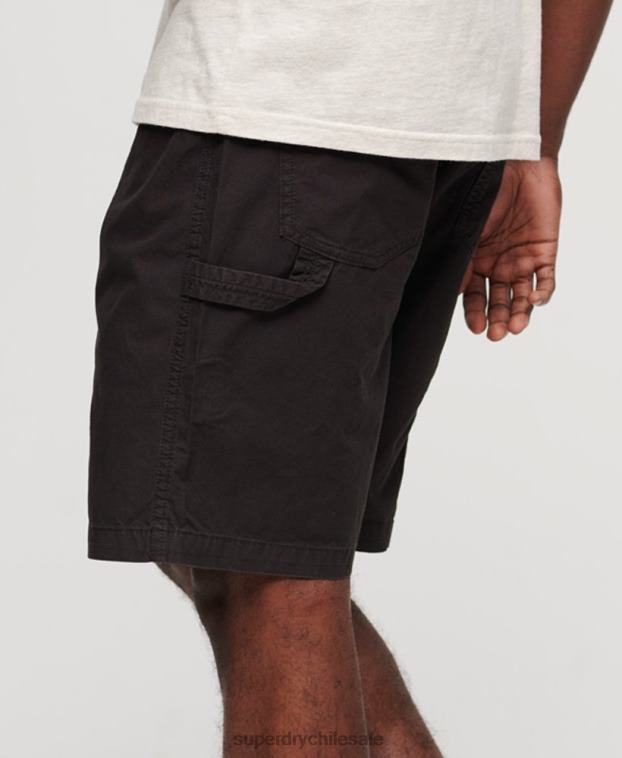 hombres Superdry negro pantalones cortos de carpintero 2R68Z87