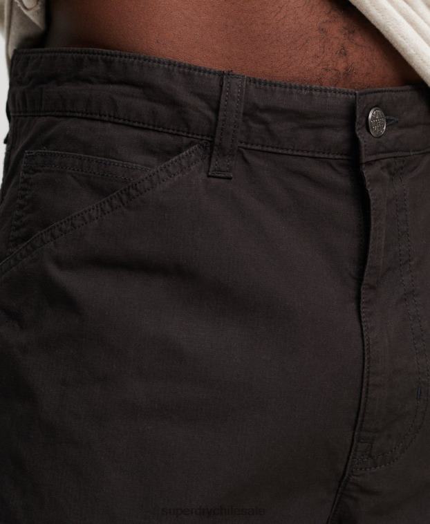 hombres Superdry negro pantalones cortos de carpintero 2R68Z87