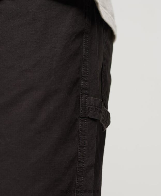 hombres Superdry negro pantalones cortos de carpintero 2R68Z87