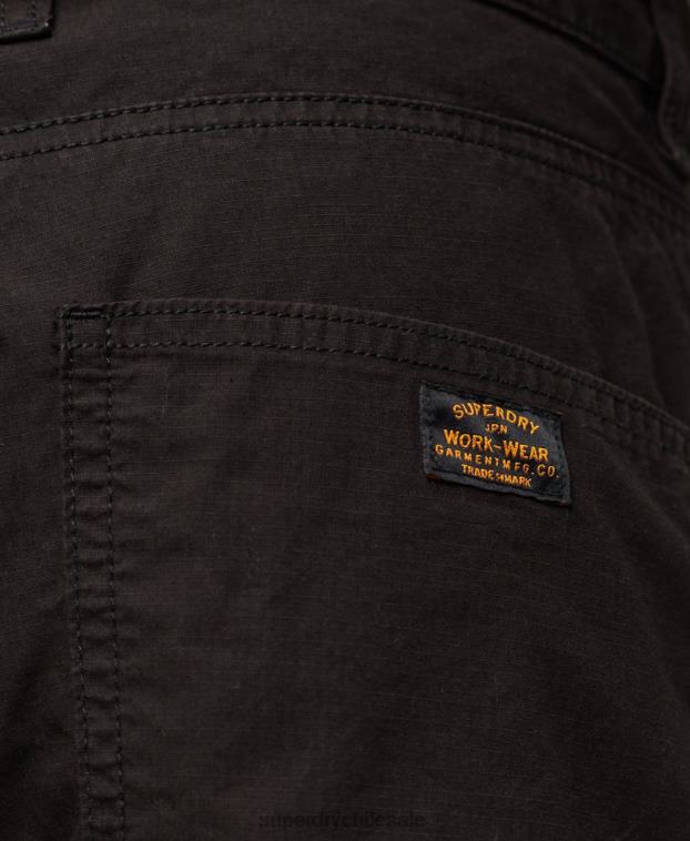 hombres Superdry negro pantalones cortos de carpintero 2R68Z87