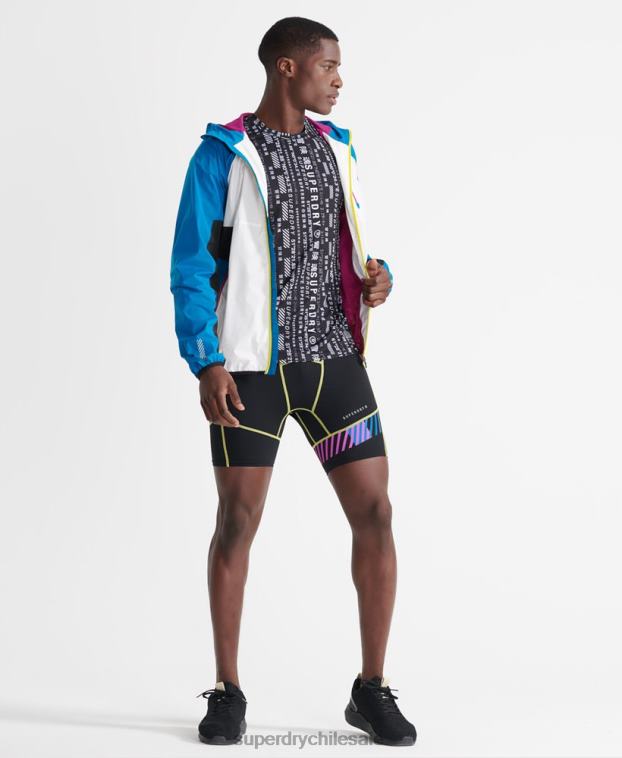 hombres Superdry negro pantalones cortos de entrenamiento de energía de hielo fresco 2R68Z381