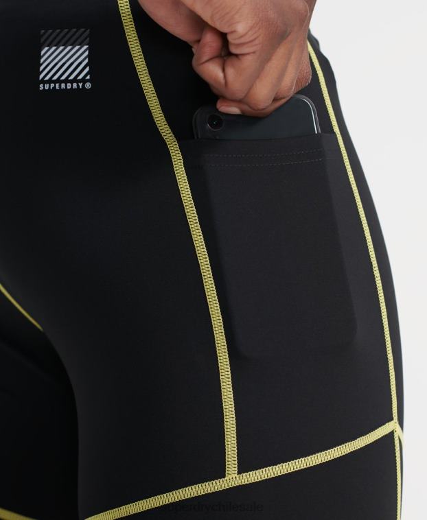 hombres Superdry negro pantalones cortos de entrenamiento de energía de hielo fresco 2R68Z381