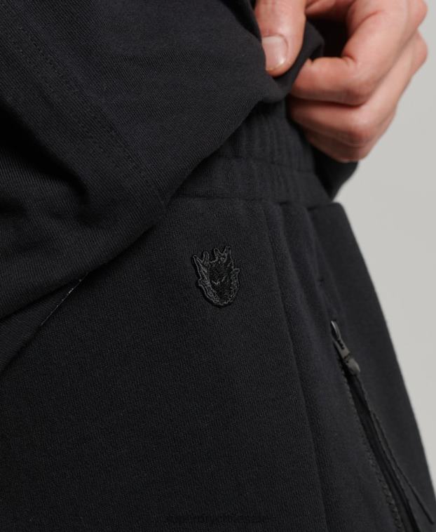 hombres Superdry negro pantalones cortos de jersey x excedentes 2R68Z354
