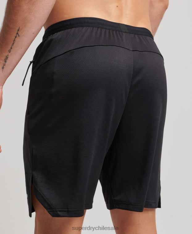 hombres Superdry negro pantalones cortos híbridos de tren 2R68Z292