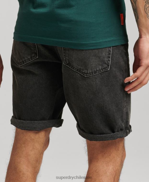 hombres Superdry negro short recto vintage de algodón orgánico 2R68Z280